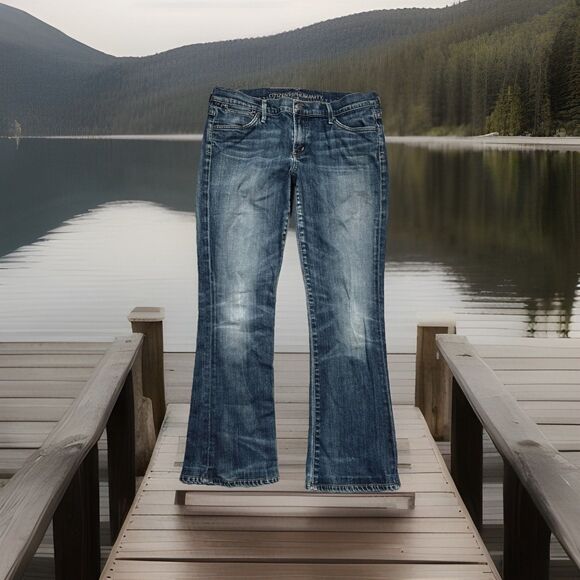 COH Citizens of Humanity Bootcut Jeans 31 Blue Hemmed Low Waist Denim Womens - Picture 1 of 12